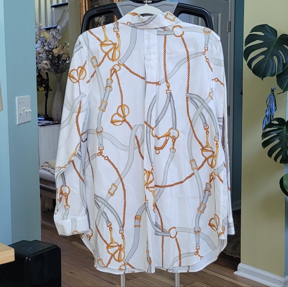 Chico's No Iron Stretch Status Print Tunic Size 2 (12) - Picture 10 of 14